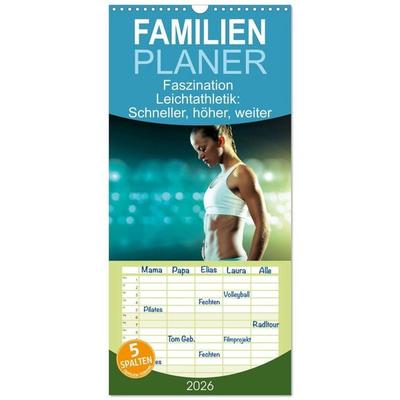 Familienplaner 2026 - Faszination Leichtathletik: Schneller, höher, weiter mit 5 Spalten (Wandkalender, 21 x 45 cm) CALVENDO