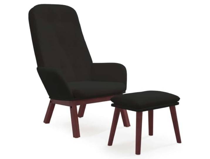 Todiikf Relaxsessel mit Hocker 2-Teilig Schwarz Samt Polstersessel Samtweicher Polstersessel mit Hocker und Massivholzbeinen für Wohnzimmer und Schlafzimmer.