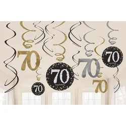 70. Geburtstag gold 12 Swirl Girlanden