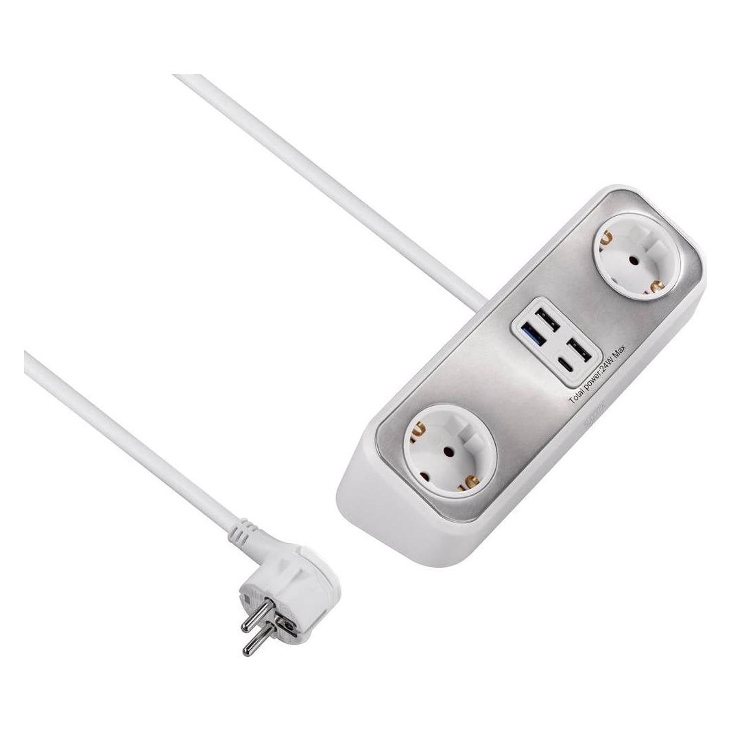 Sygonix SY-4538256 Steckdosenleiste ohne Schalter 2fach Weiss Schutzkontakt 1 St. (2x, Typ 13, 1.40 m) (SY-4538256)