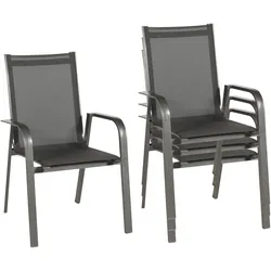 Gartensessel 4er-Set stapelbar Urban Aluminium/Textil