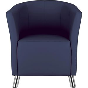 Nowy-Styl Loungesessel COLUMBIA, blau, mit Vierfußgestell aus Metall und Kunstlederbezug