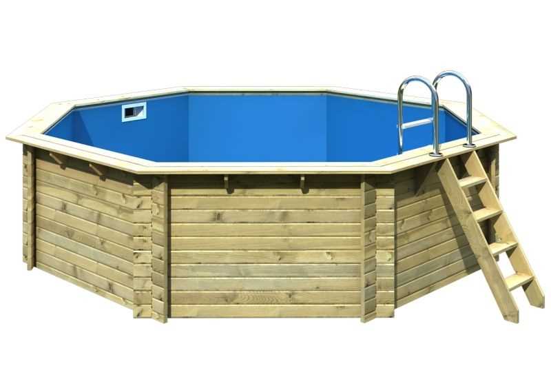 Aufstellpool Holzpool-Set Karibu Classic 2A rund Ø 470x124 cm inkl. Leiter & Bodenschutzvlies Holz