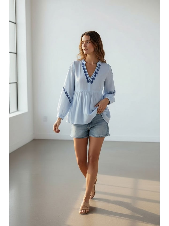 Le Jardin du Lin Bluse in Hellblau - 36