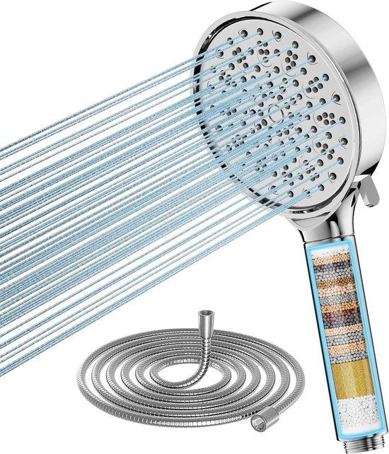 Famanu handdouche met waterfilter, 6 straalstanden, hoge druk en waterbesparend