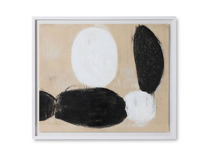 HKliving Schilderij Parallel 120 x 102cm - Beige,Wit,Zwart
