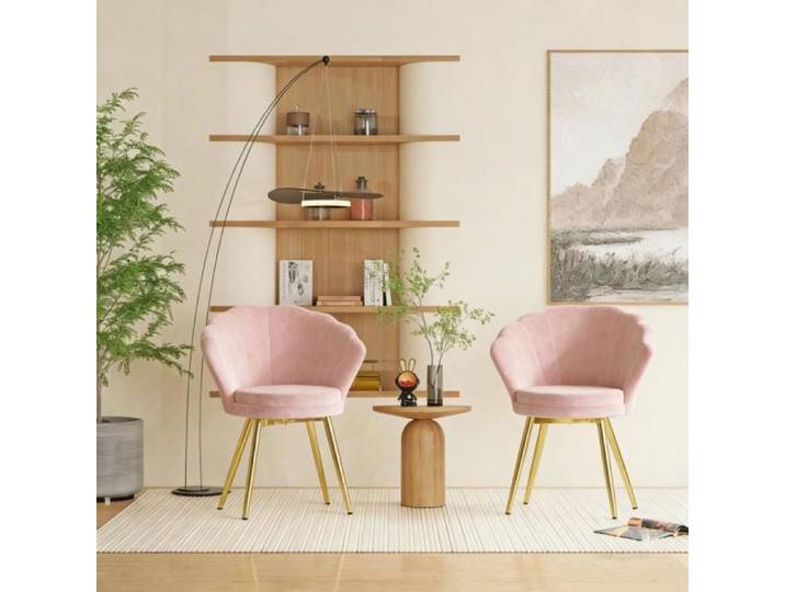FAUTEUIL MIPAN 1 chaise de cuisine Shell - Fauteuil de salon en velours - Fauteuil de manucure 42x40x80cm-Rose