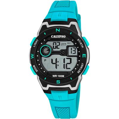 Chronograph CALYPSO WATCHES "Digital Crush", blau (türkis), Armbanduhren, Kinder, Chronograph, Kinderuhr, Quarzuhr, Armbanduhr, Junge, digital, Tag, Wochentag, Monat