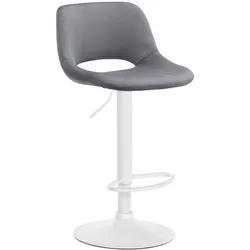 CLP Barhocker Camden Samt weiß   Farbe: dunkelgrau, Material Gestell: Metall matt weiss