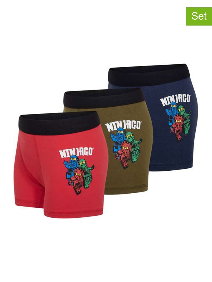 LEGO 3er-Set: Boxershorts in Rot/ Khaki/ Dunkelblau - 122
