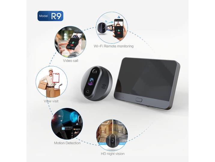 Interphone sans fil pour IOS et Android, sonnette Wi-Fi, judas, vidéo, œil nocturne, PIR, sécurité à domicile, Tuya, Ubox, 4.3 pouces