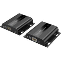 4K Video Extender USB-C > HDMI, 200 Meter, HDMI Verlängerung schwarz, Sendeeinheit + Empfängereinheit