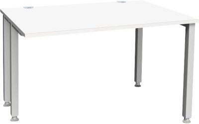 Schäfer Shop Genius Schreibtisch MODENA FLEX, 4-Fuß-Quadratrohr, verkürzte Seitenteile, B 1200 mm, weiß