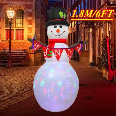 Inspired Finds 70.87in Inflatable Christmas Decoration Santa Backpack LED Outdoor Holiday Display 5.91 Ft Flag Snowman