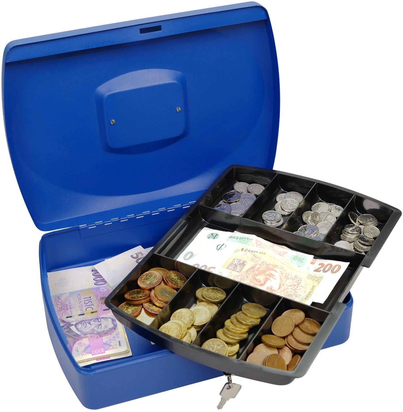 B2B Partner Geldkassette mit Münzeinsatz, 90 x 330 x 235 mm