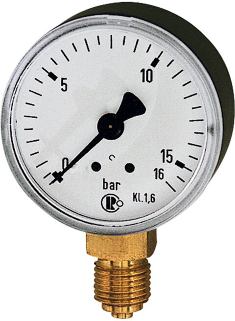 Riegler Manomètre standard, boîtier tôle d'acier, G 1/4 bas, -1/+15,0 bar, Ø63 (6307)
