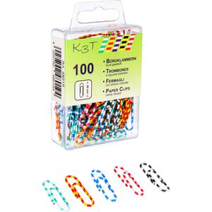 TSI Büroklammern 48019, Zebra, 28mm, farbig sortiert, kunststoffüberzogen, 100 Stück