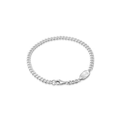 Armkette HAZE & GLORY "Armband Panzerkette Palme Basic 925 Silber" Gr. 190, silber, Armbänder, Herren, 190, Silber 925 (Sterlingsilber), Armkette