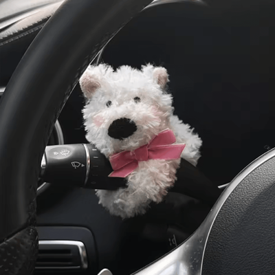 Inspire Curations Cute Bow Puppy Steering Column Car Ornament tie Dog
