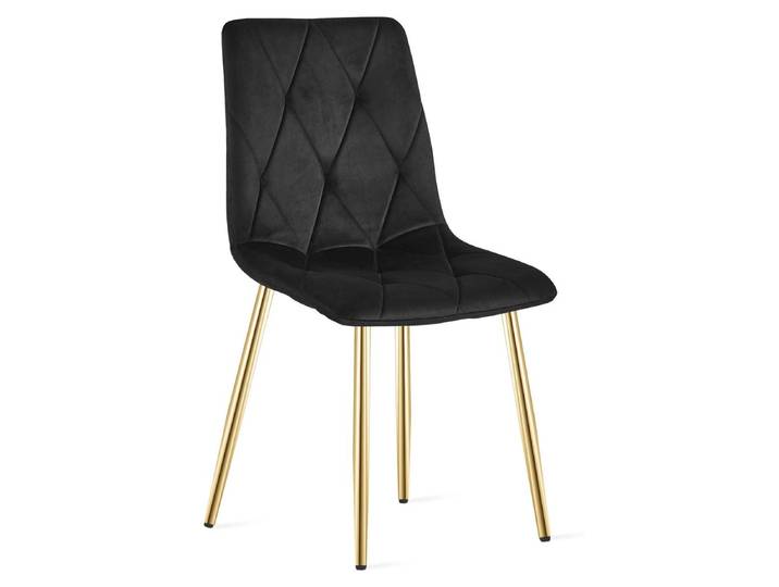Chaise Libra en Velours Noir avec Pieds Dorés