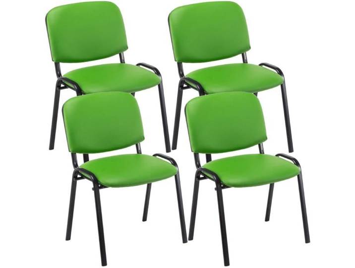 -CLP-Lot de 4 chaises visiteur empilables Ken en similicuir et piètement noir-Array