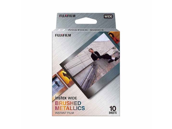 Fujifilm Instax Wide 10 Blatt Brushed Metallics Film Sofort-Bild – Sofortbildkamera/Polaroid Kamera – chrom
