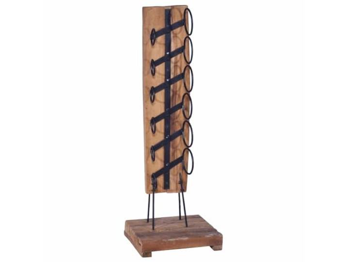 Weinständer für 6 Flaschen 35x35x100 cm Massivholz Teak mit Eisenelementen Massivholz Teak, Vintage-Design, Eisenelemente, für Standardflaschen, Küche und Wohnzimmer