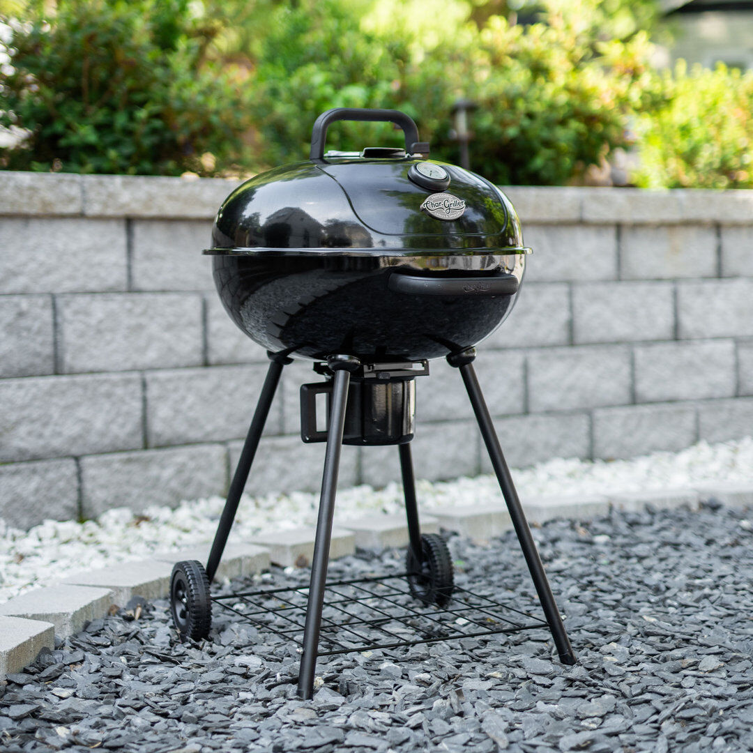 Char-Griller 57cm Kettle Charcoal BBQ - Portable Design With Ash Catcher & Thermometer Matte Black 57cm W