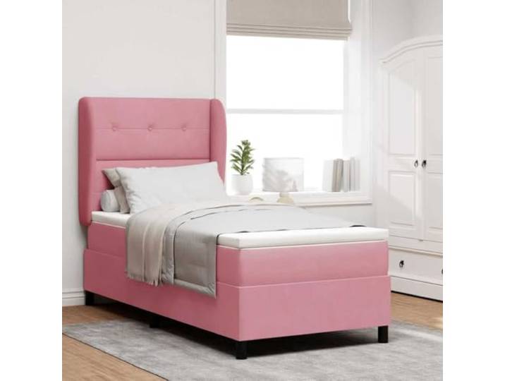 WDGJJFECNMUEHI Polyester Boxspringbett modern Schlafzimmer 200 x 80 cm Rosa Boxspringbett mit Matratze Rosa 200x80 cm Polyester Einzelbett mit verstellbarem Kopfteil Taschenfederkern Lattenrost
