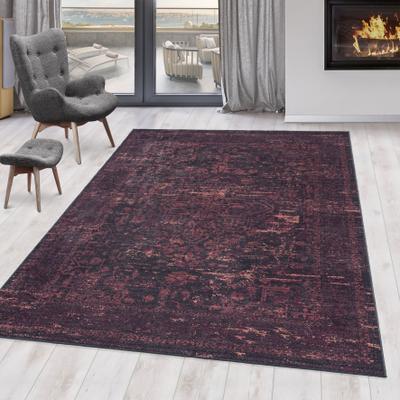 Teppich AYYILDIZ TEPPICHE "FIESTA 4304", rot, B:80cm H:6mm L:150cm, Polyester, Teppiche, Teppich, pflegeleichtes Flachgewebe, moderne Vintage Optik