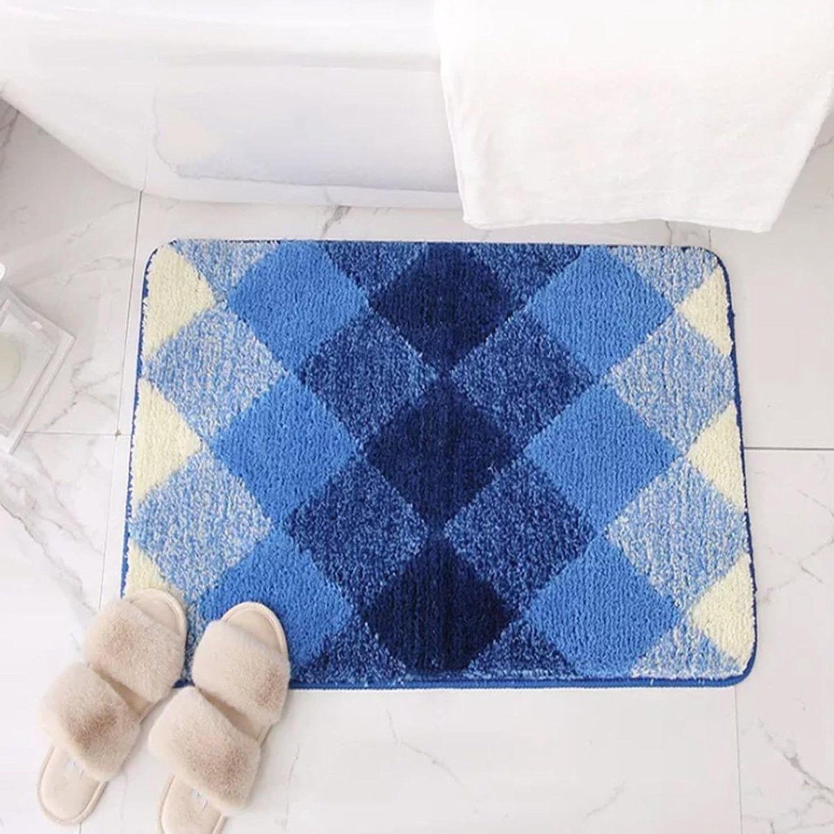 Blauwe super absorberende badmat voor volwassenen - 40 x 60 cm