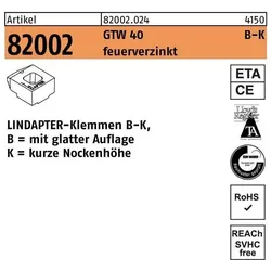 Lindapter, Zubehör Befestigungstechnik, Klemmen R 82002 GTW 40 KM 24 / 9,0 feuerverzinkt