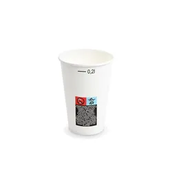 Pappbecher (FSC Mix/PE) mit Füllstrich weiß Ø70mm 0,2L