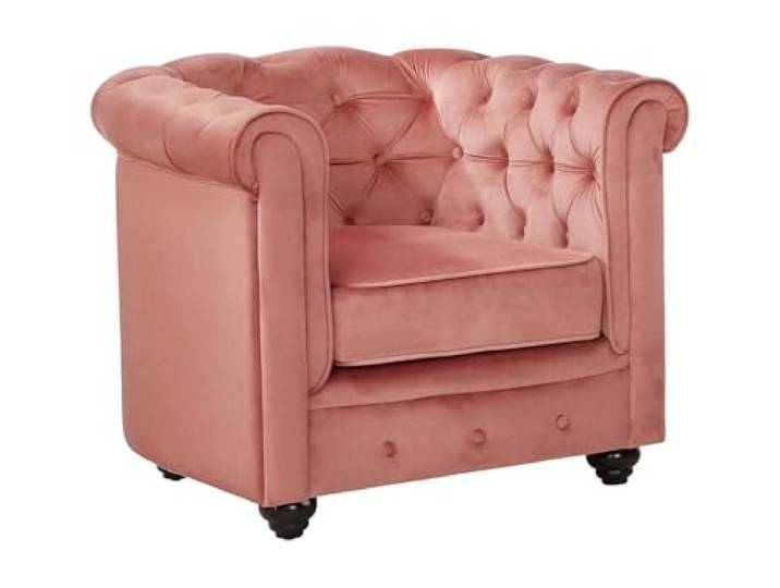 Vente-unique - Sessel Chesterfield, Velours, Pastellrosa