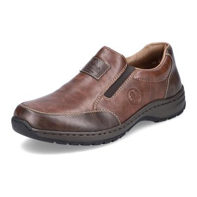 Slipper RIEKER, Herren, Gr. 45, braun (braun, used), Lederimitat, used, Schuhe Slipper, Schlupfschuh, Halbschuh, Freizeitschuh in bequemer Weite G (weit)