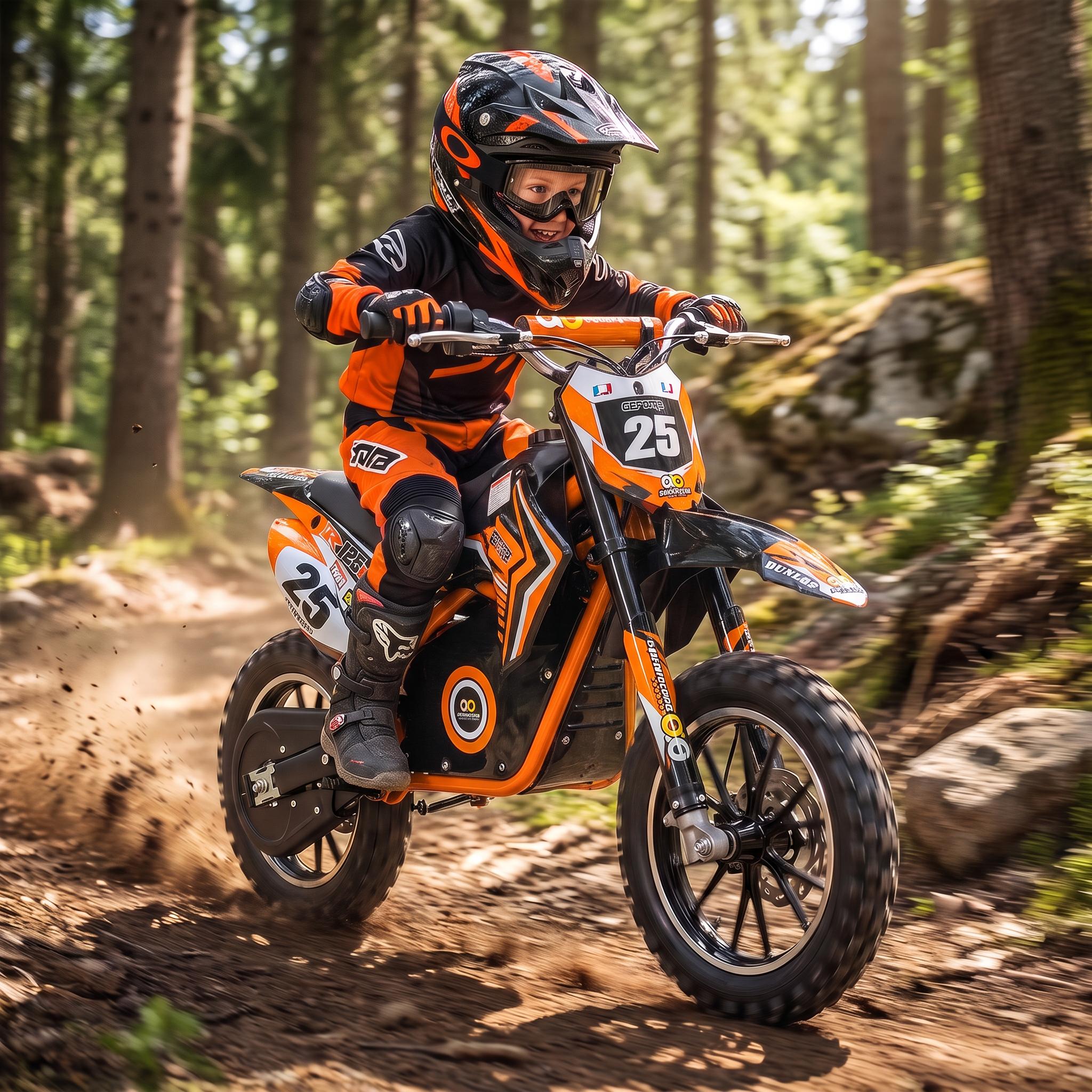 Actionbikes Motors Kinder Enduro Elektro Crossbike | 500 Watt - Bis 24 km/h - Motocross - Pocketbike - Cross Bike - Motorrad - Dirt Bike (Orange)