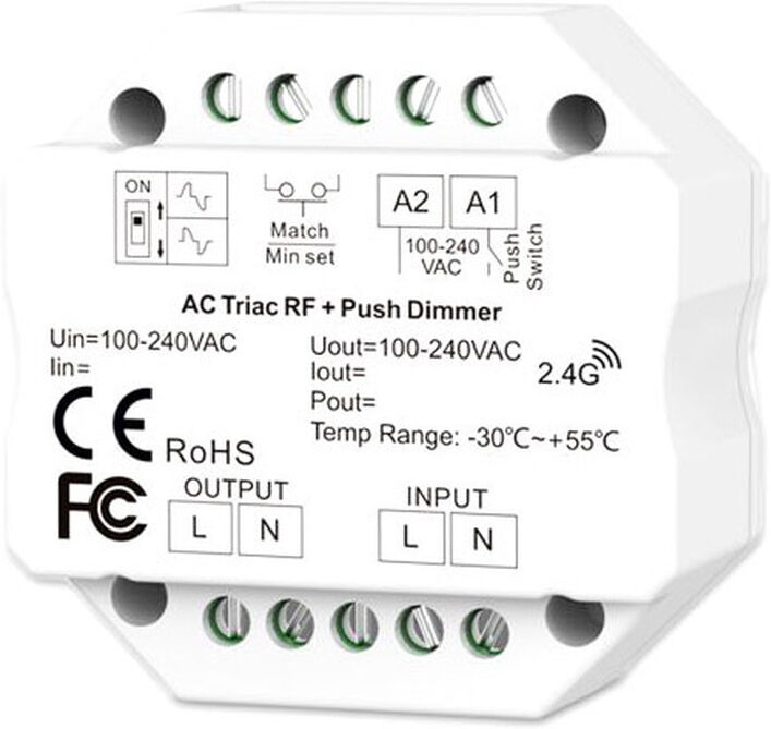 Isoled Sys-Pro Universal-Push/funk Mesh-Dimmer 230v, 360va, Phasenan-/abschnitt Wählbar