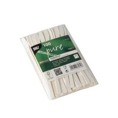 Rührstäbchen Papstar Pure, Paddelform, Einweg, L 140 mm, FSC®-zertifiziertes Papier, weiß, 100 Stück