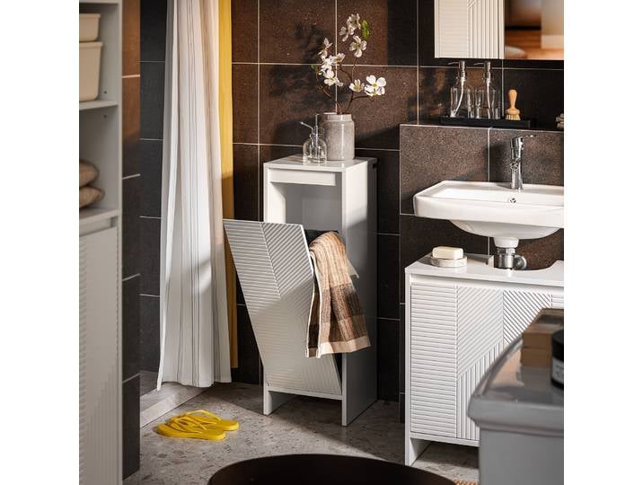 SoBuy BZR154-W armoire à linge avec sac à linge pliable collecteur de linge panier à linge coffre à linge armoire de salle de bain