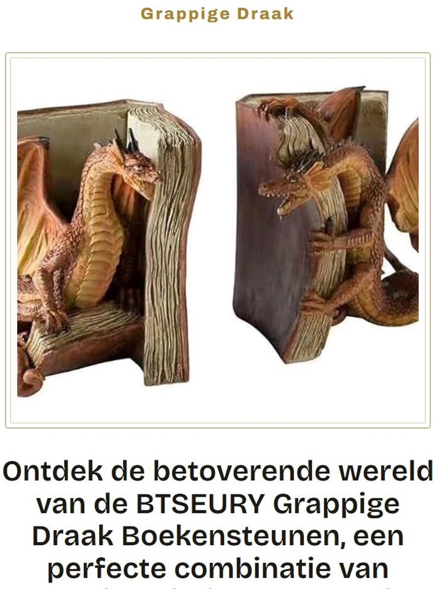Dailygoods Boekensteunen Hars Draak Decoratie Boekenhouder