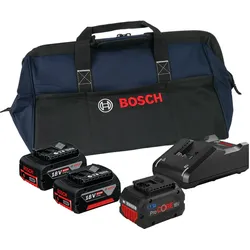 Bosch Professional Zubehör, Werkzeugakku + Ladegerät, Starter-Set 18V / 2x 4,0 Ah Akku + 1x 5,5 Ah ProCORE18V Akku + Ladegerät GAL 18V (18 V)