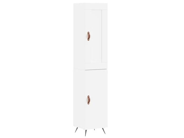 GFMGUEMV Highboard Weiß 34,5x34x180 cm Holzwerkstoff mit Metallfüßen Weiß, Holzwerkstoff, Metallfüße, 34,5x34x180 cm, Türen, Standschrank