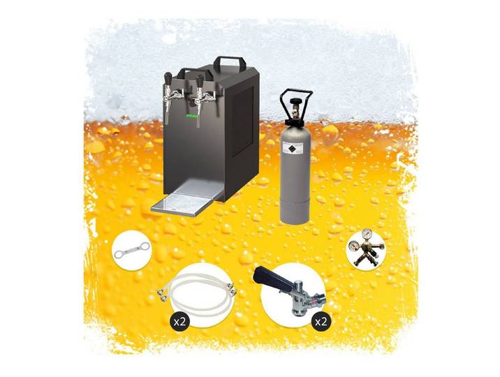 ich-zapfe Bierzapfanlage Komplett Set - Zapfanlage STREAM 80 Bierkoffer, Bierzapfanlage, Durchlaufkühler 2-leitig Trockenkühler, Zapfkopf: Köpi, Zapfkopf 2: Kö