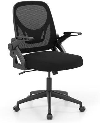 Costway Ergonomic Computer Desk Chair with Lumbar Support and Flip-up Arms-Black