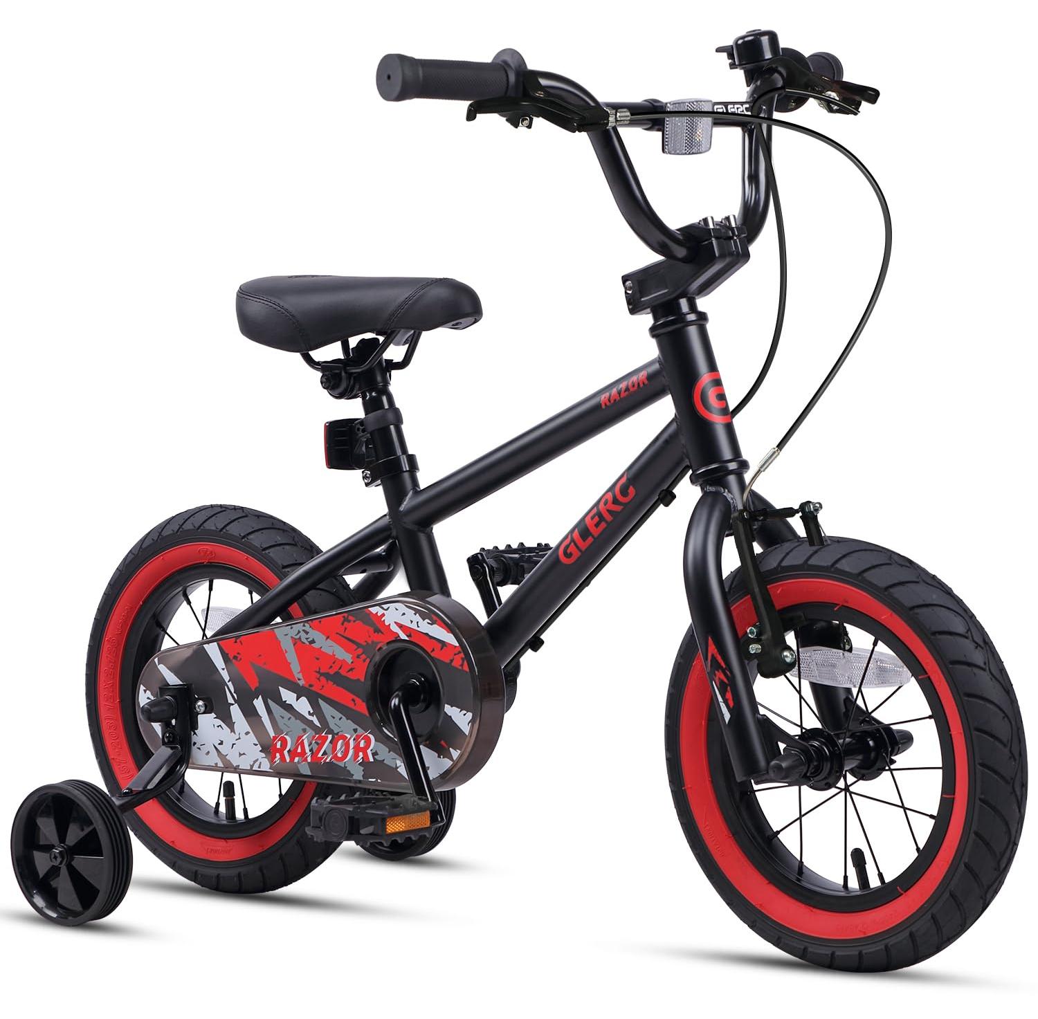 12-Zoll-Kinderfahrrad BMX-Stil, Doppelbremse, verstellbar, schwarz/rot