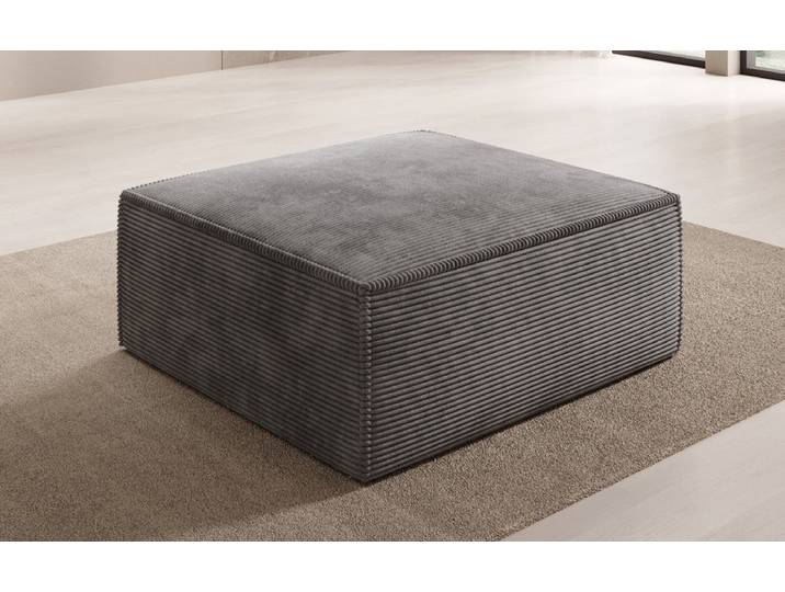 Beistellhocker Lesley in Cord - Hellgrau - Cord - Luxusbetten24