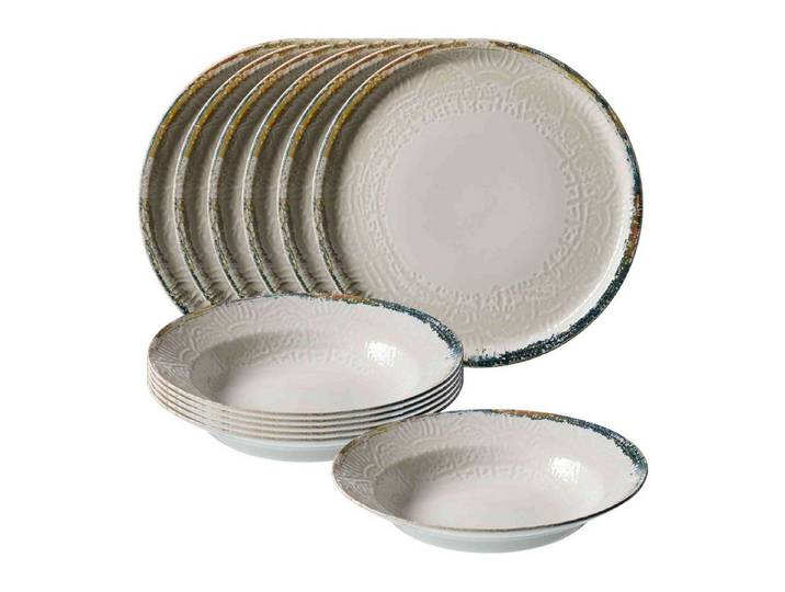 Ritzenhoff & Breker Tafelservice Alfonso Pizza- und Pasta Set 12-tlg. (12-tlg), 6 Personen, Steinzeug