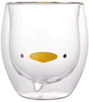 Uplift Curations Cute Animal Double Wall Glass Mug Insulated Bear, Cat & Dog Coffee Cup (250300ml) duck