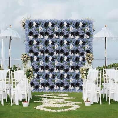 YUN 12-Pack Silk Rose Flower Wall Panels 15x15in, Floral Backdrop for Wedding & Party Decor