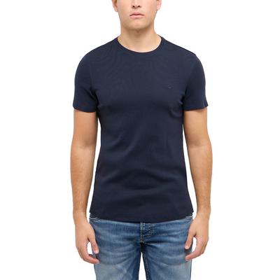 T-Shirt MUSTANG "MU-Allen", Herren, Gr. L, blau (schwarz saphire), Jersey, Obermaterial: 100% Baumwolle, unifarben, slim fit normal, Rundhals, Shirts T-Shirt, Slim fit